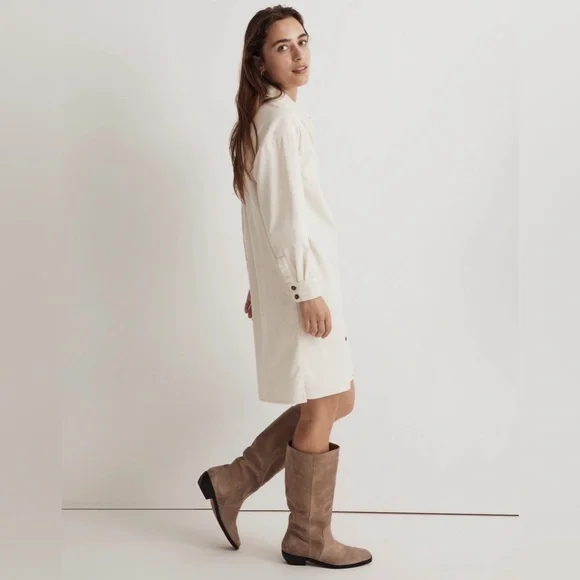 Madewell Corduroy Long-Sleeve Mini Shirtdress 100% Cotton Size Large - Picture 2 of 14
